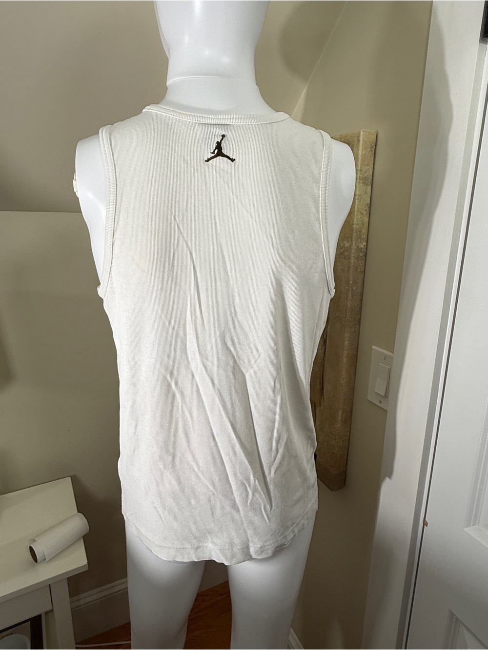 Jordan White Ribbed Tank Top Men’s Large Jumpman Sleeveless Shirt - Picture 3 of 12